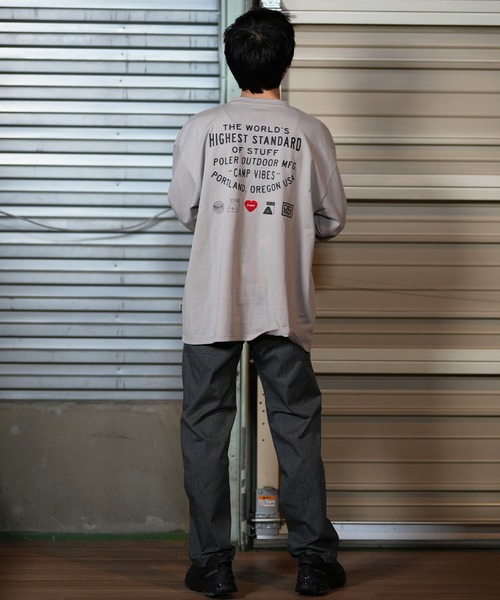 POLeR(ポーラー)の「【ムラサキスポーツ限定】POLER/ポーラー ロンT/長袖 ビックシルエット 刺繍ロゴ 吸汗速乾 249MCV0049(Tシャツ/カットソー・メンズ・ホワイト/グレー/ブラック・XL/L/M)」の19枚目の写真