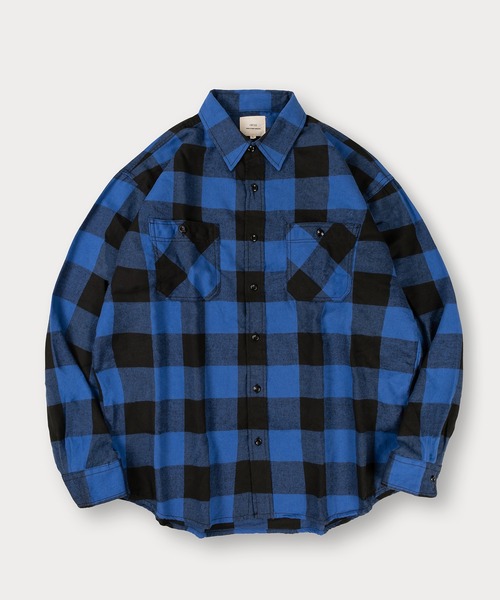 セール】オーバーサイズ ブロックチェック フランネルシャツ（シャツ