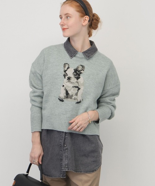 saloon（サルーン）の「SALOON(サルーン)/フレンチブルドッグニット