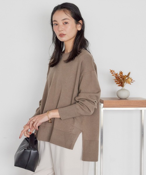 AMERICAN HOLIC(アメリカンホリック)の「バイパチサイドスリットニットプルオーバー(ニット/セーター・レディース・ライトグレー系2/レッド/グリーン/モカ/イエロー/アイボリー/ブラック/ブルー・M/L)」の15枚目の写真