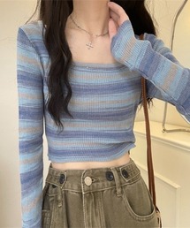 グラデーションボーダー柄ニット