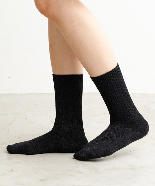 rasox(ラソックス)の「rasox(ラソックス)/ カラーラメ・リブクルー(ソックス/靴下・レディース・ネイビー/ピンク/チャコールグレー/ブラック・LARGE/MEDIUM/SMALL)」の8枚目の写真