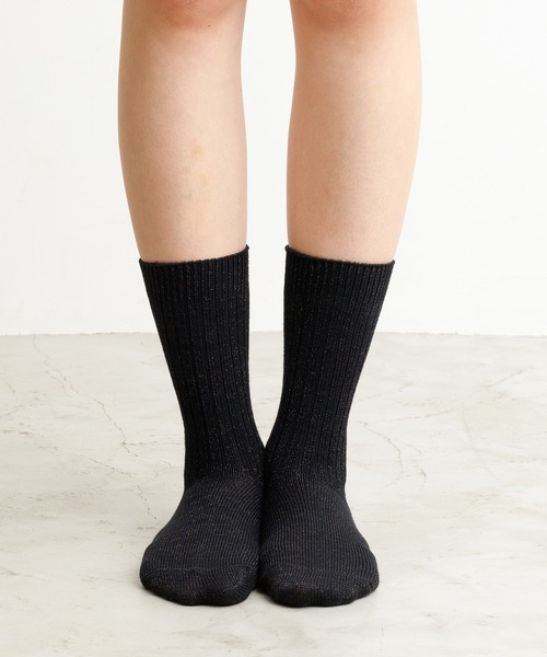 rasox(ラソックス)の「rasox(ラソックス)/ カラーラメ・リブクルー(ソックス/靴下・レディース・ネイビー/ピンク/チャコールグレー/ブラック・LARGE/MEDIUM/SMALL)」の6枚目の写真