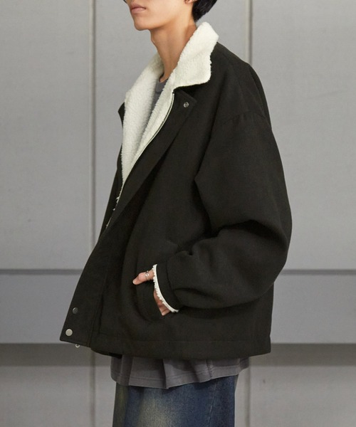 Anchor Smith（アンカー スミス）の「2WAYオーバーサイズ裏ボアボリュームスリーブジップブルゾン（ブルゾン・メンズ・オフホワイト/ダークブラウン/カーキ系/ブラック・L/M）」の22枚目の写真