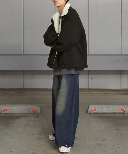 Anchor Smith（アンカー スミス）の「2WAYオーバーサイズ裏ボアボリュームスリーブジップブルゾン（ブルゾン・メンズ・オフホワイト/ダークブラウン/カーキ系/ブラック・L/M）」の16枚目の写真