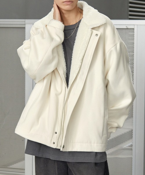 2WAYオーバーサイズ裏ボアボリュームスリーブジップブルゾン（ブルゾン