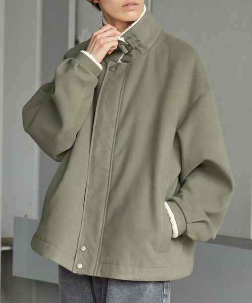 Anchor Smith（アンカー スミス）の「2WAYオーバーサイズ裏ボアボリュームスリーブジップブルゾン（ブルゾン・メンズ・オフホワイト/ダークブラウン/カーキ系/ブラック・L/M）」の10枚目の写真