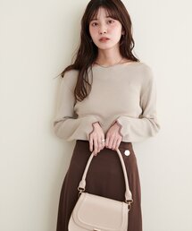 袖口配色スカラップニット