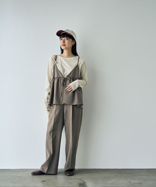 coen（コーエン）の「【そうコレ! 】ウールライクキャミソールセットアップ（サロペット/オーバーオール・レディース・ブラック/モカ/ベージュ・L/M）」の4枚目の写真