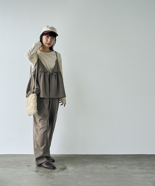 coen（コーエン）の「【そうコレ! 】ウールライクキャミソールセットアップ（サロペット/オーバーオール・レディース・ブラック/モカ/ベージュ・L/M）」の5枚目の写真