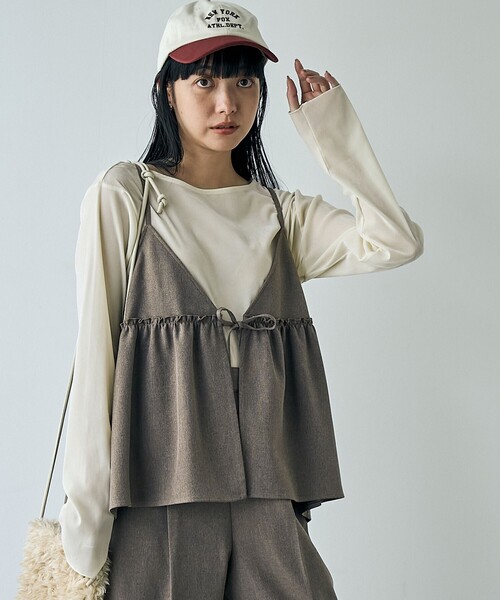 coen（コーエン）の「【そうコレ! 】ウールライクキャミソールセットアップ（サロペット/オーバーオール・レディース・ブラック/モカ/ベージュ・L/M）」の7枚目の写真