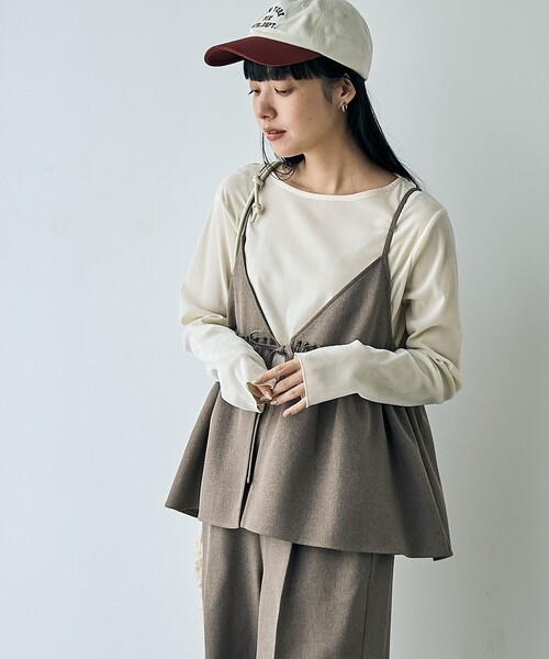 coen（コーエン）の「【そうコレ! 】ウールライクキャミソールセットアップ（サロペット/オーバーオール・レディース・ブラック/モカ/ベージュ・L/M）」の8枚目の写真