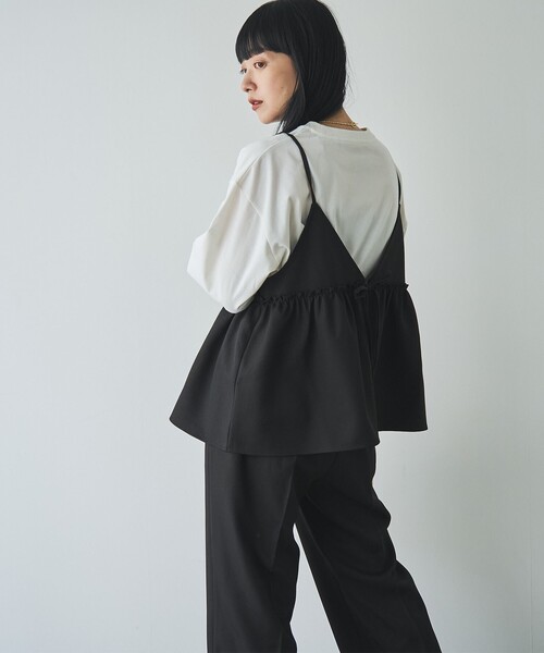 coen（コーエン）の「【そうコレ! 】ウールライクキャミソールセットアップ（サロペット/オーバーオール・レディース・ブラック/モカ/ベージュ・L/M）」の21枚目の写真