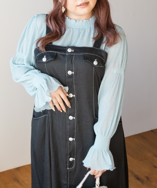 CLETTE(クレット)の「シアーシャーリングブラウス(シャツ/ブラウス・レディース・モカ/アイボリー/ブラック/ブルー・LL/3L/4L)」の4枚目の写真