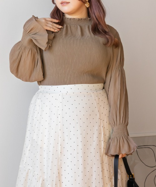 CLETTE(クレット)の「シアーシャーリングブラウス(シャツ/ブラウス・レディース・モカ/アイボリー/ブラック/ブルー・LL/3L/4L)」の15枚目の写真