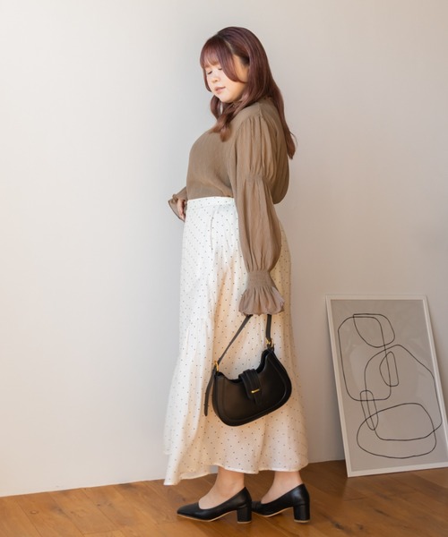 CLETTE(クレット)の「シアーシャーリングブラウス(シャツ/ブラウス・レディース・モカ/アイボリー/ブラック/ブルー・LL/3L/4L)」の17枚目の写真