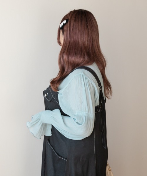 CLETTE(クレット)の「シアーシャーリングブラウス(シャツ/ブラウス・レディース・モカ/アイボリー/ブラック/ブルー・LL/3L/4L)」の21枚目の写真