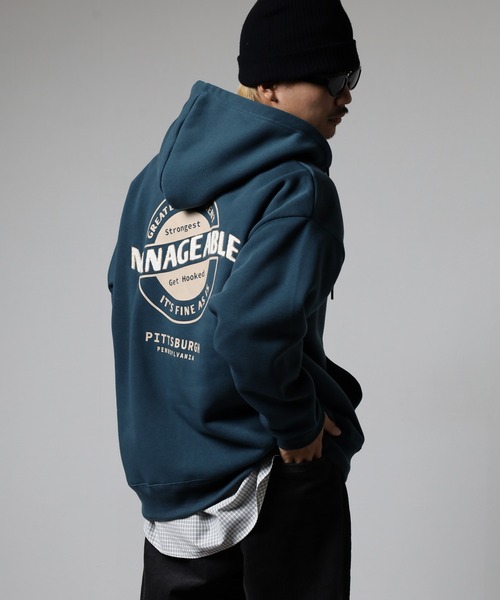 FUNALIVE(ファンアライブ)の「サガラ刺繍サークルロゴ裏起毛ZIPパーカー(パーカー・メンズ・スミクロ/杢グレー/ブラック/ネイビー/ホワイト/ブラック系1/ブラウン/スモーキーグリーン系・M/L/LL)」の7枚目の写真