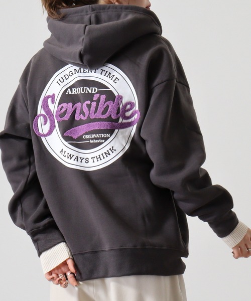 FUNALIVE(ファンアライブ)の「サガラ刺繍サークルロゴ裏起毛ZIPパーカー(パーカー・メンズ・スミクロ/杢グレー/ブラック/ネイビー/ホワイト/ブラック系1/ブラウン/スモーキーグリーン系・M/L/LL)」の4枚目の写真