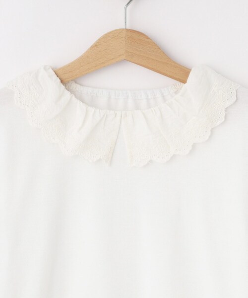 SHOO・LA・RUE（シューラルー）の「【100-140cm/プチセレ】レース衿インナープルオーバー（Tシャツ/カットソー・キッズ・オフホワイト/ブラック・10/11/12/13/14）」の5枚目の写真