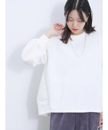 Samansa Mos2 blue | ダンボール裾切り替えプルオーバー(Tシャツ/カットソー)