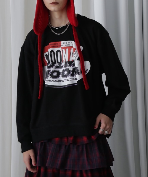 OKIRAKU(オキラク)の「(OKIRAKU×ROSEBUD)パネル グラフィック スウェット(スウェット・レディース・ブラック/グレー・FREE)」の2枚目の写真