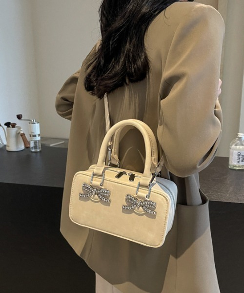 FREE STYLISTS（フリー スタイリスト）の「リボン ミニボストンショルダーバッグ 2WAY  結婚式バッグ（ショルダーバッグ・レディース・オフホワイト/ブラウン/ブラック・FREE）」の10枚目の写真