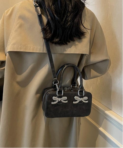 FREE STYLISTS（フリー スタイリスト）の「リボン ミニボストンショルダーバッグ 2WAY  結婚式バッグ（ショルダーバッグ・レディース・オフホワイト/ブラウン/ブラック・FREE）」の18枚目の写真