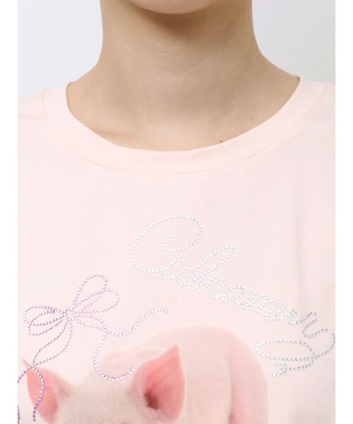 CALNAMUR(カルナムール)の「ピグレットリボンビジューTシャツ(Tシャツ/カットソー・レディース・ピンク/オフホワイト/イエロー・FREE)」の11枚目の写真