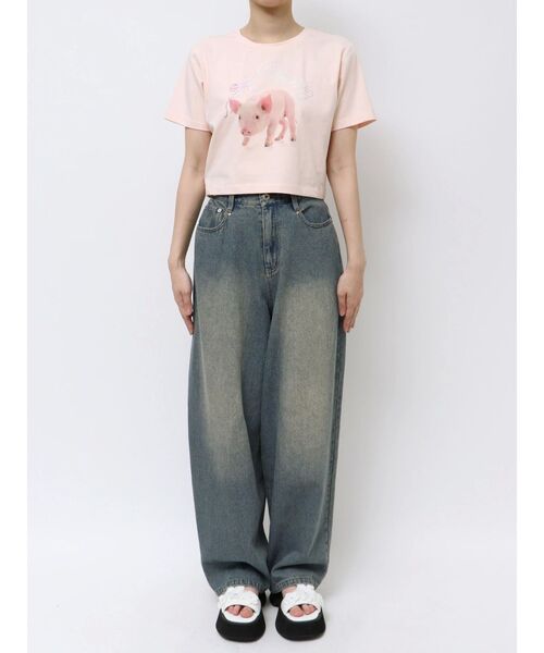 CALNAMUR(カルナムール)の「ピグレットリボンビジューTシャツ(Tシャツ/カットソー・レディース・ピンク/オフホワイト/イエロー・FREE)」の16枚目の写真