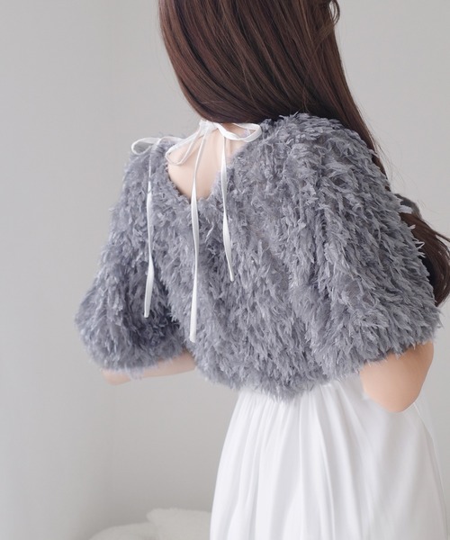 mily bilet(ミウィビレット)の「【mily bilet】上品で洗練のマストアイテム。マルチウェイシャギー半袖カーデ付きリボンキャミワンピースアンサンブル(ワンピース・レディース・ラベンダー/グレー/アイボリー・SMALL/MEDIUM/X-LARGE/LARGE)」の18枚目の写真