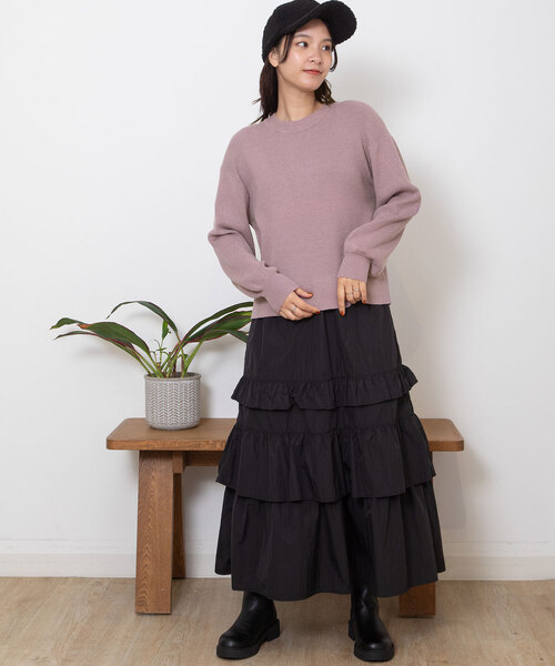POU DOU DOU（プードゥドゥ）の「ランダムフリルスカート（スカート・レディース・ブロンズ/ブラック・M）」の13枚目の写真