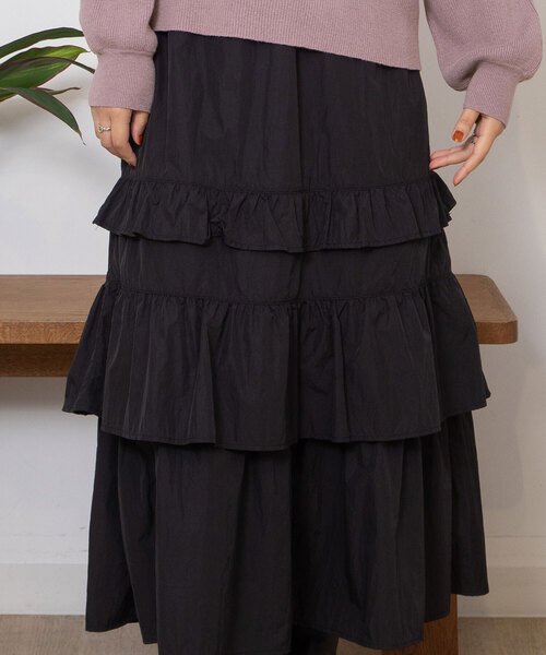 POU DOU DOU（プードゥドゥ）の「ランダムフリルスカート（スカート・レディース・ブロンズ/ブラック・M）」の16枚目の写真