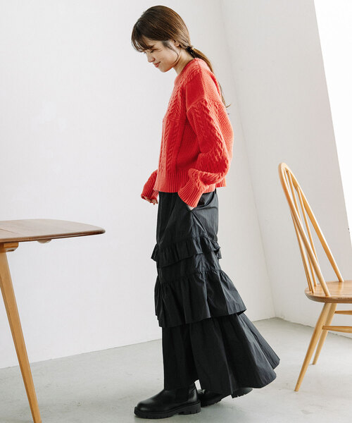 POU DOU DOU（プードゥドゥ）の「ランダムフリルスカート（スカート・レディース・ブロンズ/ブラック・M）」の21枚目の写真