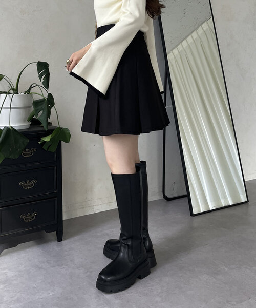 prose verse（プロズヴェール）の「ボックスプリーツミニスカート（スカート・レディース・ブラック・LARGE/MEDIUM）」の3枚目の写真