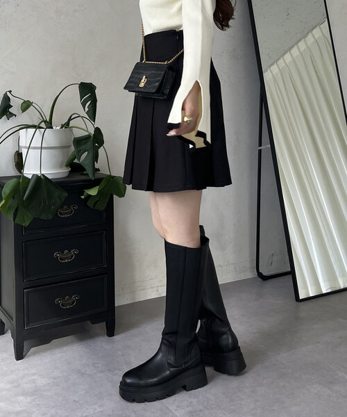 prose verse（プロズヴェール）の「ボックスプリーツミニスカート（スカート・レディース・ブラック・LARGE/MEDIUM）」の4枚目の写真