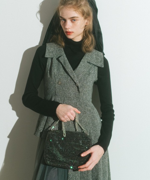 ECREL（エクレール）の「スクエアビジューミニバッグ（ショルダーバッグ・レディース・ブラック/シルバー・FREE）」の11枚目の写真