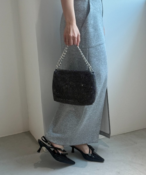 ECREL（エクレール）の「スクエアビジューミニバッグ（ショルダーバッグ・レディース・ブラック/シルバー・FREE）」の5枚目の写真