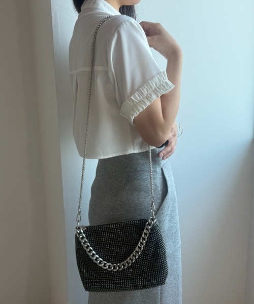 ECREL（エクレール）の「スクエアビジューミニバッグ（ショルダーバッグ・レディース・ブラック/シルバー・FREE）」の7枚目の写真