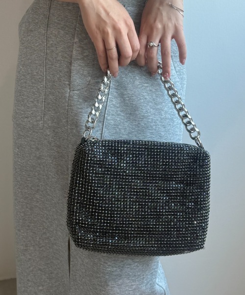 ECREL（エクレール）の「スクエアビジューミニバッグ（ショルダーバッグ・レディース・ブラック/シルバー・FREE）」の6枚目の写真