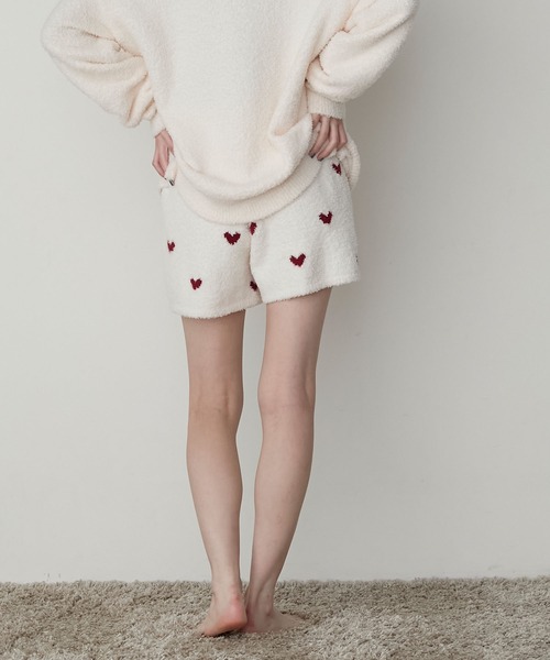 【forksy.】ルームウェア ロゴ刺繍プルオーバー＆ハート柄ショートパンツセット（ルームウェア/パジャマ）｜forksy.（フォルクシー）