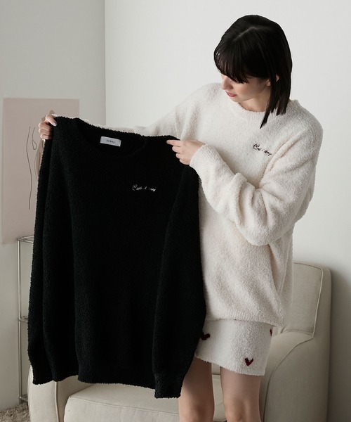 【forksy.】ルームウェア ロゴ刺繍プルオーバー＆ハート柄ショートパンツセット（ルームウェア/パジャマ）｜forksy.（フォルクシー）