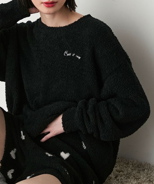 【forksy.】ルームウェア ロゴ刺繍プルオーバー＆ハート柄ショートパンツセット（ルームウェア/パジャマ）｜forksy.（フォルクシー）