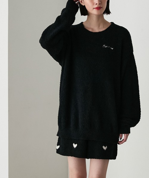 【forksy.】ルームウェア ロゴ刺繍プルオーバー＆ハート柄ショートパンツセット（ルームウェア/パジャマ）｜forksy.（フォルクシー）