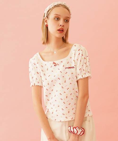 MILKFED.（ミルクフェド）の「CHERRY PATTERN SCRUNCHIE（シュシュ・レディース・グレー/オフホワイト・ONE SIZE）」の18枚目の写真