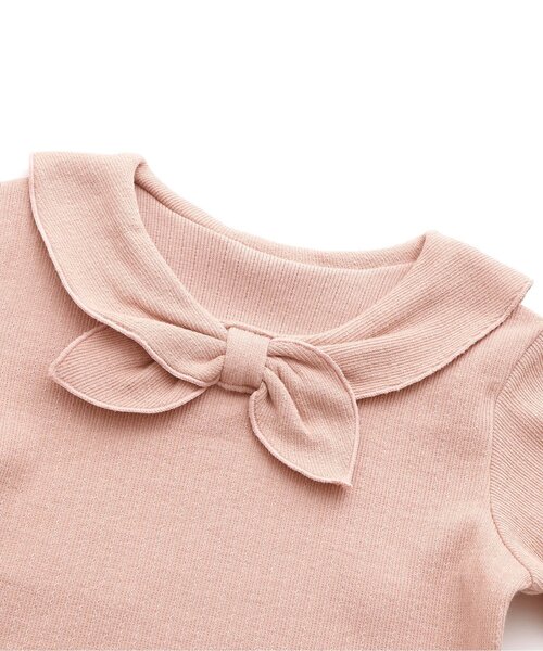 Seraph（セラフ）の「【ジュニア対応】セーラーカラーリブトップス（Tシャツ/カットソー・キッズ・ベージュ/サックスブルー/オフホワイト/ピンク・100/140/130/120/110/90/80）」の10枚目の写真