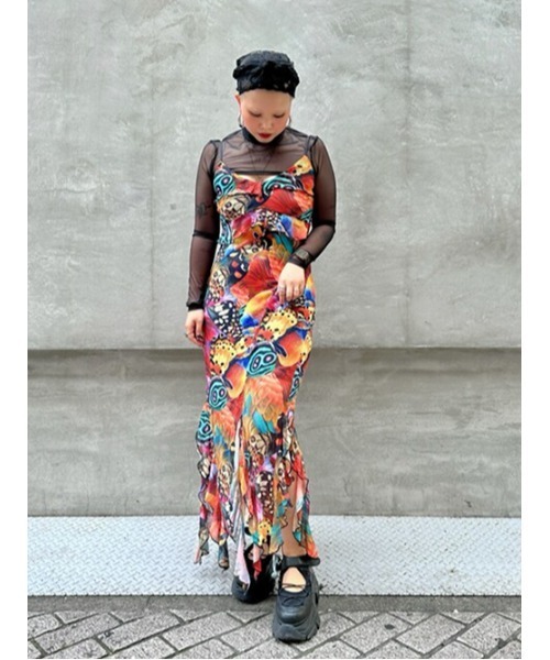 Desigual(デシグアル)の「CLOCHLACROIX サイケデリックプリントフリンジワンピース(ワンピース・レディース・マルチ・S/M/XL/XS/L)」の1枚目の写真