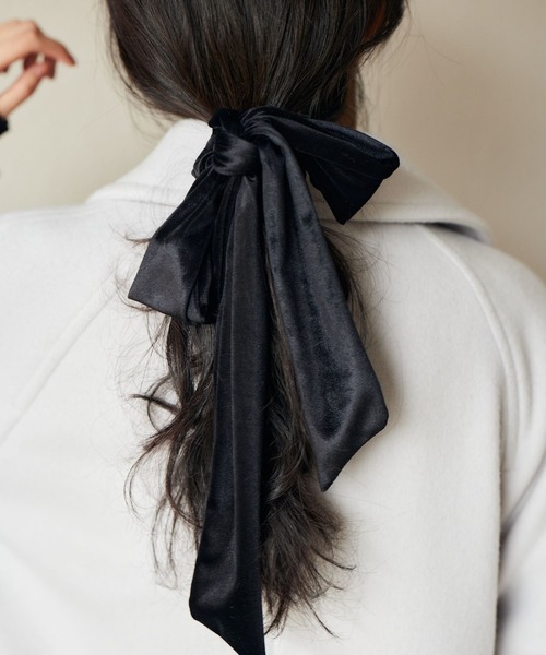 BARNYARDSTORM(バンヤードストーム)の「BARNYARDSTORM / ベロアリボンヘアアクセ(ヘアゴム・レディース・ブラック・FREE)」の1枚目の写真