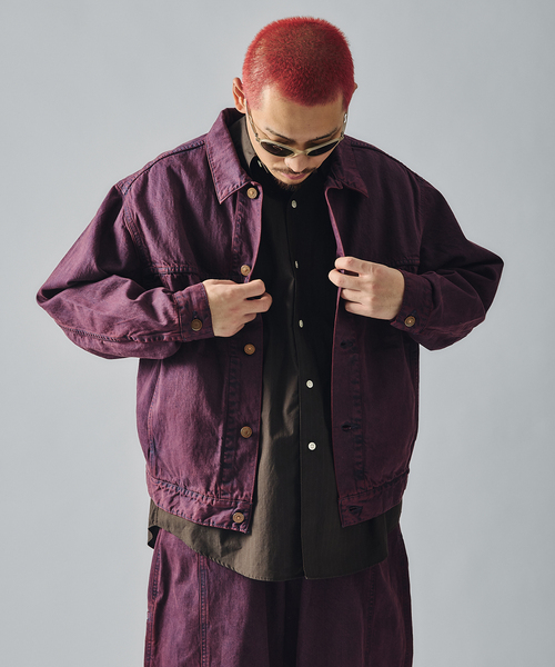 JOURNAL STANDARD J.S HOMESTEAD（ジャーナルスタンダードホームステッド）の「J.S.Homestead / ブリーチカラー デニムトラッカー（デニムジャケット・メンズ・パープル・MEDIUM/LARGE）」の7枚目の写真