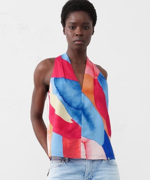 BANANA REPUBLIC FACTORY STORE(バナナリパブリック ファクトリーストア)の「BANANA REPUBLIC FACTORY STORE リネンブレンド Vネックトップス(シャツ/ブラウス・レディース・マルチ・S/XS/L/M)」の4枚目の写真